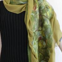 großer Damenschal olive mit Grüntönen, Filzschal aus Wolle und Seide (Chiffon), Tuch, Halstuch für Frauen, Stola Bild 4