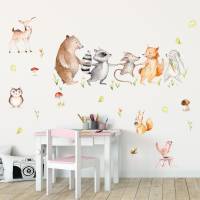 160 Wandtattoo Waldfreunde Bär, Maus, Fuchs, Waschbär und Hase - in 6 Größen - niedliche Kinderzimmer Sticker Bild 3