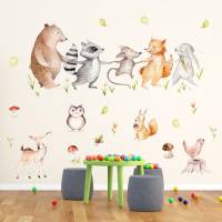 160 Wandtattoo Waldfreunde Bär, Maus, Fuchs, Waschbär und Hase - in 6 Größen - niedliche Kinderzimmer Sticker Bild 5