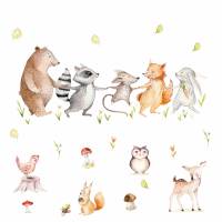 160 Wandtattoo Waldfreunde Bär, Maus, Fuchs, Waschbär und Hase - in 6 Größen - niedliche Kinderzimmer Sticker Bild 6