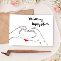 Grußkarte Liebe  "You are my happy place" | für beste Freundin |Geschenk für ihn  |Hände Zeichnung Greeting Card Bild 2