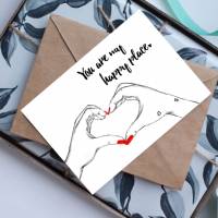 Grußkarte Liebe  "You are my happy place" | für beste Freundin |Geschenk für ihn  |Hände Zeichnung Greeting Card Bild 3