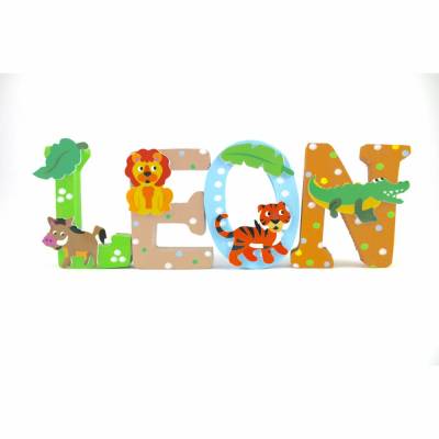 Holzbuchstaben Kinderzimmertür Dschungeltiere