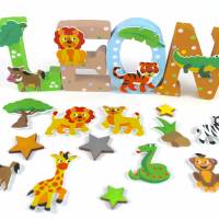 Holzbuchstaben Kinderzimmertür Dschungeltiere Bild 2