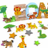 Holzbuchstaben Kinderzimmertür Dschungeltiere Bild 3