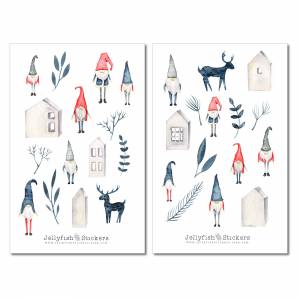 Elfen Zwerge Weihnachten Sticker Set | Journal Sticker | Planer Sticker | Aufkleber Weihnachten | Feiertage, Winter, Sti Bild 2