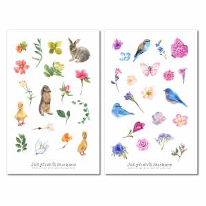Frühling Sticker Set | Aufkleber Tiere | Journal Sticker | Sticker Blumen | Sticker Vögel bullet journal sticker Sticker Bild 2
