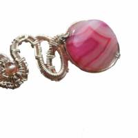 Ring pink handgewebt mit Achat und Keshiperle rosa im Spiralring verstellbar wirework boho Bild 3