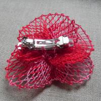 Haarblüte geklöppelt Handarbeit rot-rosa-meliert Hochzeit Geschenk für sie Haarschmuck Bild 3