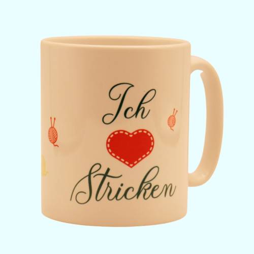 dekorative Kaffee-Tasse für alle Strick-Verliebten, Ich liebe stricken, meine kreative Keramik-Tasse,spülmaschinenfest