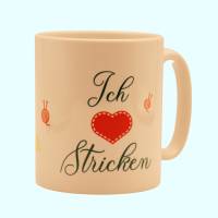 dekorative Kaffee-Tasse für alle Strick-Verliebten, Ich liebe stricken, meine kreative Keramik-Tasse,spülmaschinenfest Bild 1