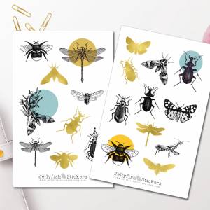 Insekten Sticker Set | Aufkleber | Journal Sticker | Blumen Sticker | Planer Sticker bullet journal sticker, Sticker Bie Bild 1