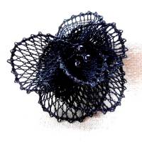 Haarblüte geklöppelt Handarbeit schwarz Gothic Hochzeit Geschenk für sie Steampunk Haarschmuck Bild 1
