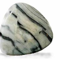 Ring grau creme weiß mit 32 x 32 Millimeter großem Stein Zebra Jaspis Dreieck zum boho chic als Geschenk Naturschmuck Bild 1