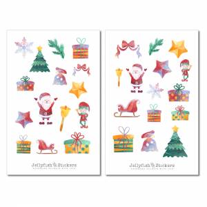 Weihnachten Aquarell Sticker Set | Journal Sticker | Planer Sticker, Aufkleber Weihnachten, Feiertage, Winter, Geschenke Bild 2