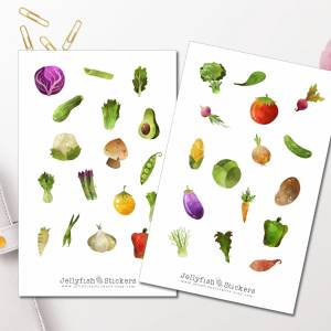 Gemüse Sticker Set | Bunte Aufkleber | Journal Sticker | Essen Sticker | Planer Sticker | Sticker Kochen, Küche, Frühlin Bild 1