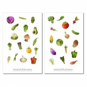 Gemüse Sticker Set | Bunte Aufkleber | Journal Sticker | Essen Sticker | Planer Sticker | Sticker Kochen, Küche, Frühlin Bild 2