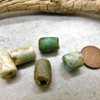 5 antike Amazonit-Perlen aus Mauretanien - Zylinder - 9,9g - seltener Stein - Sahara Amazonit Perlen Bild 5