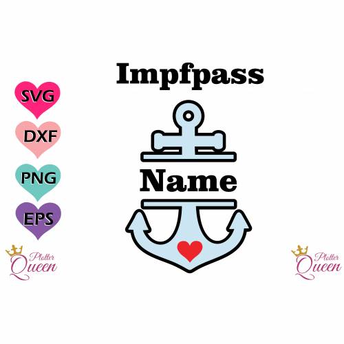 Plotterdatei für Impfpasshülle, Schutz für den Impfpass mit Anker maritim