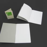 Notizheft hell-grau, Titelschild zum Selbstbeschriften, DIN A6, handgefertigt, Recyclingpapier Bild 2