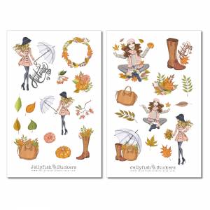 Mädchen Herbst Sticker Set | Aufkleber | Journal Sticker | Planer Sticker | Mädchen Sticker | Sticker Herbst, Natur, Gar Bild 2