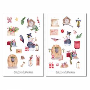 Weihnachten Schneemann Sticker Set | Journal Sticker | Planer Sticker | Aufkleber Weihnachten | Feiertage, Winter, Stick Bild 2