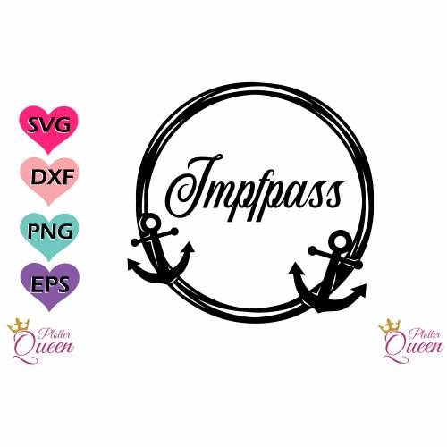 Plotterdatei für Impfpasshülle, Schutz für den Impfpass mit Anker im Kreis maritim