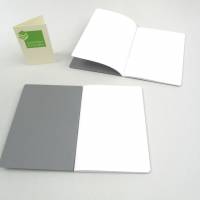 Notizheft stein-grau, Titelschild zum Selbstbeschriften, DIN A6, handgefertigt, Recyclingpapier Bild 2