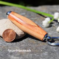 Schlüsselanhänger – Holz Eberesche geflammt gedrechselt Zigarre mit Ring Farbe Chrom Bild 4
