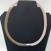 Doppelt drahtgestrickte Schlauchkette, elfenbein-bronze Bild 4