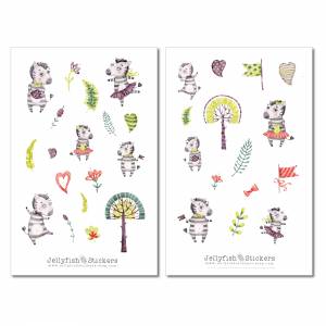 Zebra Kinder Sticker Set | Süße Aufkleber | Journal Sticker | Sticker Tiere | Planer Sticker | Sticker Wildnis, Sticker Bild 2
