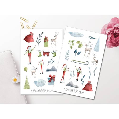 Weihnachtsmann Weihnachten Sticker Set | Journal Sticker | Planer Sticker | Aufkleber Weihnachten | Feiertage, Winter, S
