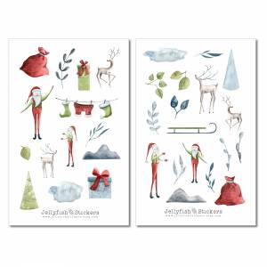 Weihnachtsmann Weihnachten Sticker Set | Journal Sticker | Planer Sticker | Aufkleber Weihnachten | Feiertage, Winter, S Bild 2