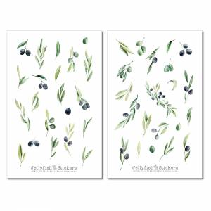 Oliven Sticker Set | Florale Aufkleber | Journal Sticker | Planer Sticker | Sticker Pflanzen | Sticker Natur, Garten Sti Bild 2
