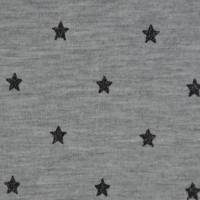 Jersey grau metallic-Print mit Sternen schwarz Glitter 50 x 145 cm Bild 1