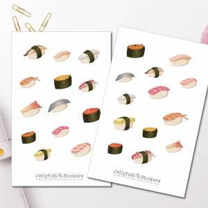 Sushi Sticker Set | Aufkleber Bunt | Journal Sticker | Sticker Essen | Sticker Kochen, Küche, Restaurant, Bullet Journal Bild 1