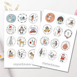 Adventskalender Sticker Set | Journal Sticker | Planer Sticker, Aufkleber Weihnachten, Feiertage, Winter, Geschenke, DIY Bild 1