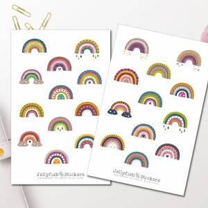 Regenbogen Sticker Set | Funktionale Aufkleber | Journal Sticker, Planer Sticker, Sticker für Kinder, bunte Sticker, Wet Bild 1