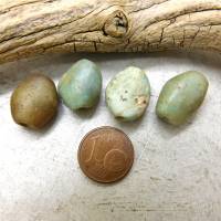 4 antike Amazonit-Perlen aus Mauretanien - abgeflachte Ovale - 10,35g - seltener Stein - Sahara Amazonit Perlen Bild 1