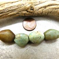 4 antike Amazonit-Perlen aus Mauretanien - abgeflachte Ovale - 10,35g - seltener Stein - Sahara Amazonit Perlen Bild 2