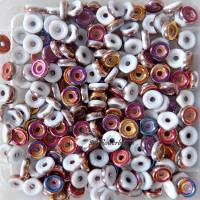 50 flache runde Glasperlen, wheel beads - chalk sliperit, weiß sliperit Bild 1