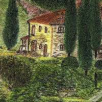 Toskana - Original Pastellkreidemalerei, gerahmtes Unikat Bild 3