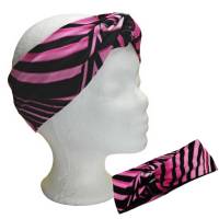 Haarband Viskose Jersey zum Knoten oder Wickeln Schwarz Pink Bild 5