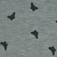 Jersey grau metallic-Print mit Schmetterlingen schwarz Glitter 50 x 145 cm Bild 1