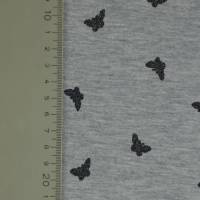 Jersey grau metallic-Print mit Schmetterlingen schwarz Glitter 50 x 145 cm Bild 2