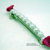 Haarspange #rote Rosen und #Halbperlen 10 cm Bild 3