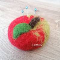 Nadelkissen Filz gefilzt Apfel Obst rot Bild 1
