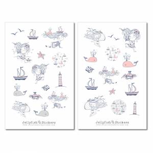 Mädchen Maritim Sticker Set | Journal Sticker, journal sticker, Planer Sticker, Meer, Urlaub, Küste, Mädchen, Strand, Mö Bild 2