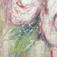 PRETTY PEONIES - gemalte Pfingstrosen mit Metalliceffekten und Glitter auf Leinwand 60cm x 60cm Bild 4