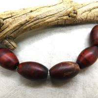 Roter Jaspis - 5 olivenförmige Perlen - alt, vintage - mit schöner Bänderung Bild 3